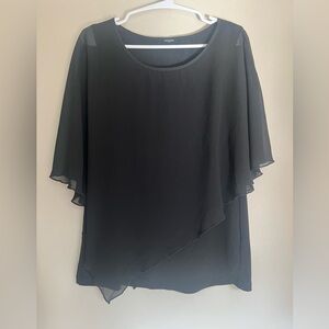 Women’s Black Blouse Sheer Asymmetrical Overlay Flowy Flattering Whimsigoth M
